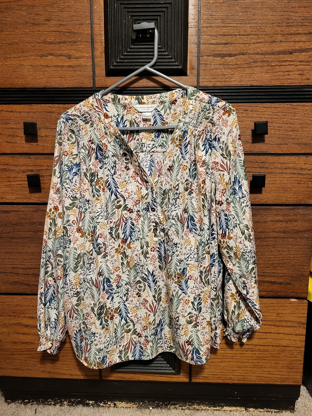 Christopher & Banks Multi-Color Floral Button-Down Shirt